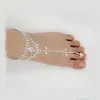 Nowy Bridal Anklet Foot Jewelry Beach Wedding White Crystal Dhinestones Butterfly Anklets dla kobiet Moda Boso Biżuteria Akcesoria