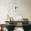 뜨거운 판매 DIY 크리 에이 티브 거울 벽 시계 사각형 시계 3D DIY 아크릴 미러 스티커 거실 룸 브래킷 현대 가정 장식