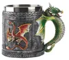 3d Dragon Festival Mug Resin Roestvrij staal vliegdraak drink Mok Spine Tankard Medieval Royal Vintage Coffee Birthday Gift