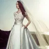 Strand zuhair murad klänningar spets applikation sexig illusion bodice löstagbar tåg brudklänningar korta ärmpärlor bröllopsklänning