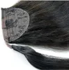 Migliore qualità vergine brasiliana yaki coda di cavallo dritta capelli umani avvolgenti estensioni coda di cavallo 120g colore naturale Yaki dritto