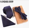 Ny Ankomst Mode Mäns Kvinnors Skinny Broderad Vanlig Satin Polyester Silk Slips Slips Neck Ties Bow Tie Hanky ​​Suit Gratis frakt