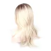 Woodfestival Blonde Dark Roots Wig Long Straight Ombre Heat Motent Wigs Women Synthetiskt hår 60CM5556123