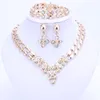 6Kolor kristall smycken uppsättningar för kvinnor halsband örhängen armband ring guldpläterad Afrika Dubai party bröllop brud tillbehör