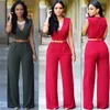 Wholesale- Fashion Big Women Sleeveless Maxi Overalls Belted Wide Leg Jumpsuit 8 Colors S-XXL Long Pants