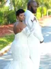 Plus Size Mermaid Wedding Dresses Beaded Lace Tulle Modern Bridal Gowns Off the Shoulder Sheer Long Sleeves Custom Made Brides Wear