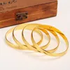 (4 Stuks) doos Groothandel Mode Bruiloft Bangle Sieraden 14 k Geel Massief Goud GF Gevuld Dubai Armband Vrouwen Afrika Arabische Items