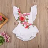 Maluch Odzież niemowlę Dziewczynek Haft Rose Romper Back Cross Bandaż Pajaciki Jednoczęściowy Outfit Sunsuit Kids Clothing Body