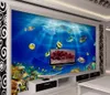 Sfondi Ocean world a forma di cuore acquario Pesci tropicali 3D stereo TV murale carta da parati 3d Carte da parati 3d per la tv sullo sfondo