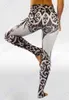 Witte dames compressie yogabroek grijze wilgenbladeren sport joggingbroek rekbare slanke fitness gym legging sexy hoge taille