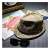أزياء الرجال منقوشة سترو قبعة الجاز مع حزام جلد الرامي بريم فيدورا قبعات الصيف الشاطئ أنيقة بنما قبعات حماية الشمس