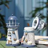 14cm Mediterranean style home decor lighthouse iron wedding decoration nautical decor candle holder mixed design delivery