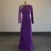 Verde Azul Roxo Vermelho Beading Cristal sereia mangas compridas Spandex Vestidos Mãe da Noiva Vestidos