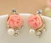 Bijoux nouvelle marque Design alliage Rose perle boucles d'oreilles pour femmes 2017 nouveaux accessoires G544