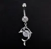 Mode Piercing Body Sieraden Koreaanse Deisgn Trendy Wit Crystal Dolphin Navel Belly Button Ring Lovery Dansende Belly Ringen