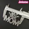 50PCS/Lot Silver Tone Mother's Day Gift Brooches Crown MOM Rhinestone Crystal Brooch Pin For Suit