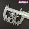 50pcs/lot Gümüş Ton Anneler Günü Hediye Broşes Taç Mom Rhinestone Kristal Broş Pin