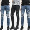 Gros-Jeans pour hommes Été Ripped Skinny Biker Jeans Détruit Effiloché Slim Fit Denim Pantalon Crayon Pantalon Mode Régulière