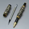 Top Luxury JINHAO Pen Unique Double Dragon Relieve Metal Roller ball pen Suministros ejecutivos de oficina de alta calidad Escritura suave 160w