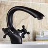 Livraison Gratuite Rétro Golden Faucet Robinet Mitigeur Bassin Colonne Laissez Votre Commercial / Résidentiel Présente Robinet Double Poignée AL-7311K