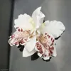 Elegante casamento nupcial tecido dendrobium orquídea grampo de cabelo broche barrette # t701