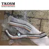 TKOSM Motorcycle Exhaust Middle Pipe Clamp On Mid Pipe CAT Eliminator Race Exhaust For Kawasaki Z1000 2007 2008 2009