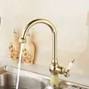 New Design Hot and Cold Kitchen Sink Faucets With Porcelain Decorated / Five Styles Kitchen Taps HS338/Multifunctional wrench