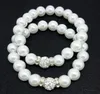 120pcs women's fashion handmade faux pearl & rhinestone clay charms adjustable bracelet jewelry