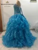 2017 Abiti da ballo sexy in cristallo Abiti Quinceanera con perline Organza con paillettes Plus Size Sweet 16 Abiti Vestido Abiti da debuttante BQ37