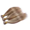 Couleur mélangée 8 613 Tissages de cheveux humains 3 faisceaux Trame Browm moyen et blonde Extension de cheveux humains vierges Deux tons Cheveux raides