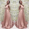 Linia Różowa Długa Suknia Jedna Ramię Satynowe Formalne Prom Party Suknia Event Plus Size Custom