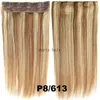 DHL Indian Remy Clip in Human Hair Extensions raka 105 g med spetsar för fullt huvudblond svartbrun färg6555636