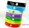 100pcs lot mixed Colors Good Luck Clover Silicone Rubber Elastic Bracelet Wrist Band for Women Men Fashion Jewelry Bangle245F