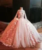 Vestidos menina para o casamento Lace manga comprida Applique Tulle Trem da varredura Pageant Flower Girl Dress 2017 Adorável Vintage Birthday Girl vestido