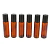 Glass Essential Oil Bottle 10ml Amber Roller Container with Metal Roller