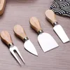 1 Set 4pcs Knives Bard Set Oak Handle Cheese Knife Kit Kitchen Cooking Tools Useful Accessories