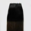 T1B / 6 Braziliaanse Virgin Tape in Hair Extensions Remy 40 Stuks 100G Tape Hair Extensions Ombre 40 stks Huid inslag Naadloze Hair Extensions