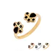 Everfast Wholesale 10pc/Lot KPOP Fashion Animal Cat Paw Print Ring Rings Black Oil Rings for Women Men EFR087