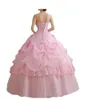 2017 Pink Sweetheart Ball Gown Quinceanera Dresses with Flower Crystals Beaded Plus Size Prom Pageant Debutante Party Gown BM20