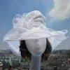 Chapeau en Organza pour femmes, Kentucky Derby, robe d'église de mariage, fête de thé, chapeau de plage d'été à fleurs, A002205213992272024296