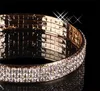 Luxury Gold Plated Bridal Bracelet Bling Bling 3 Row Rhinestone Arabic Stretch Bangle Women Prom Evening Party Jewelry Bridal Acce7947546