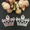 50pcs 50mm corona spilla pin tono argento chiaro e strass rosa cristallo costume decorazione gioielli spille da sposa