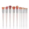 Brôles de maquillage de sirène colorée 3D Rainbow Hair Diamant Cosmetic Makeup Brushes Set Ombre à paupières Blusher Powder Fish Making