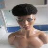 Hommes cheveux courts coupés 6 pouces couleur noire dentelle de haute qualité devant Afro Curl toupet pour noir 3966688