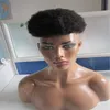 Männer Kurzhaarschnitt 6 Zoll Schwarz Farbe Hochwertige Spitze vorne Afro Curl Toupet für Schwarz 3966688