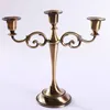 Portacandele in metallo per matrimoni Argento/Oro/Bronzo/Nero Candeliere a 3 rami Decorazione domestica Candelabro per eventi