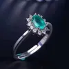 Classica fede nuziale principessa Diana anello con gemma di smeraldo naturale 4mm * 6mm 0,5 ct smeraldo massiccio gioielli in argento sterling 925 con smeraldi