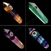 Factory price natural rainbow fluorite quartz crystal wand point free smoking pipes with carb free shipping