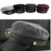 2017 New Military Hat Women and Men Snapback Hat Biker Truck Cotton Matches PU Newsboy Caps