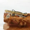 Wholesale New Arrival 4mm Gold And Silver Brass Beads With Clear Cz Turkish Lucky Eye Chams Lace Up Bracelet